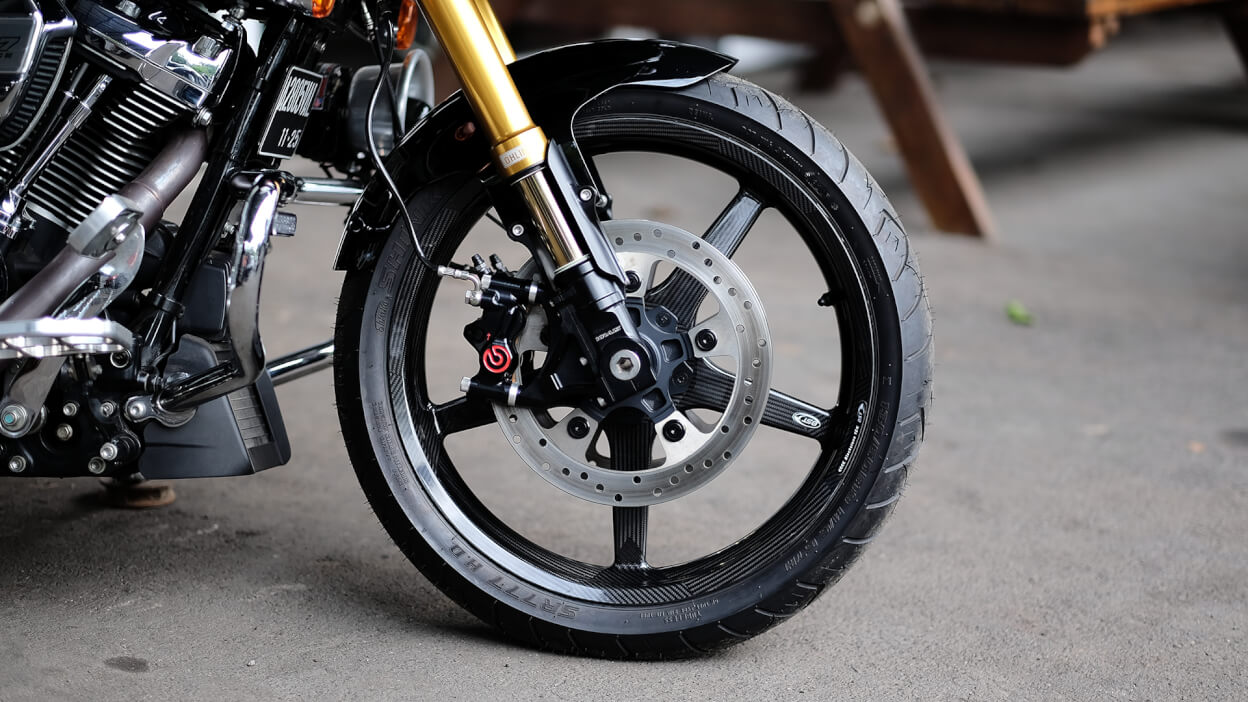 Kraus inverted front fork suspension for Harley motorcycles