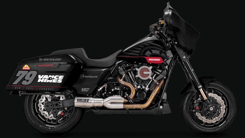 Vance and Hines on V-Twin Bagger for Racing with Kraus parts